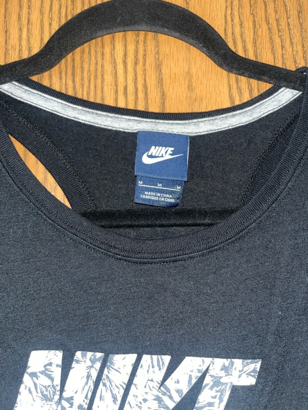 Nike Black Tank Top with White Marble Swoosh - Picture 2 of 3